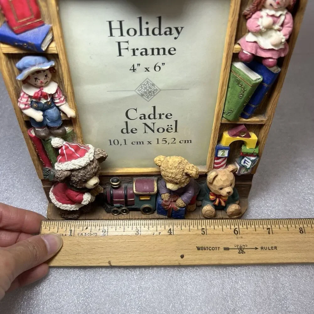Vnt Raggedy Ann Christmas Holiday Tradition Photo Frame Bears Resin 4x6 Photo